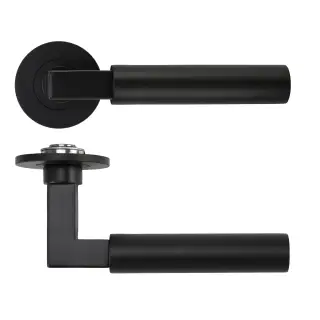 RT050-SLIM-PCB - Zoo Hardware Rosso Tecnica 'Garda' Lever on 4mm Round Slim Rose (Sprung) - Powder Coat Black