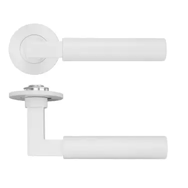 Click Here To Enlarge This Photo Of RT050-SLIM-PCW - Zoo Hardware Rosso Tecnica 'Garda' Lever on 4mm Round Slim Rose (Sprung) - Powder Coat White