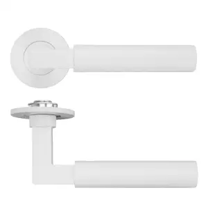 RT050-SLIM-PCW - Zoo Hardware Rosso Tecnica 'Garda' Lever on 4mm Round Slim Rose (Sprung) - Powder Coat White
