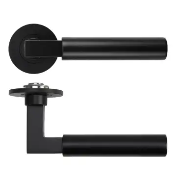 Click Here To Enlarge This Photo Of RT050-SLIM-PVDBLK - Zoo Hardware Rosso Tecnica 'Garda' Lever on 4mm Round Slim Rose (Sprung) - PVD Black