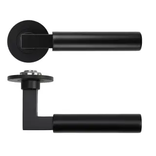RT050-SLIM-PVDBLK - Zoo Hardware Rosso Tecnica 'Garda' Lever on 4mm Round Slim Rose (Sprung) - PVD Black
