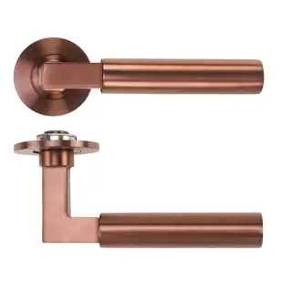 RT050-SLIM-PVDBZ - Zoo Hardware Rosso Tecnica 'Garda' Lever on 4mm Round Slim Rose (Sprung) - PVD Satin Bronze