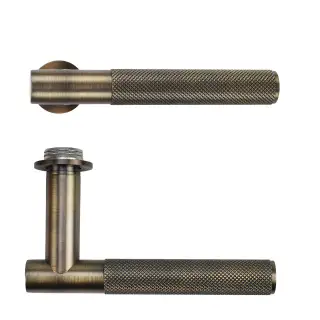 RT060-MINI-AB - Zoo Hardware Rosso Tecnica 'Orta' Lever on Round Mini Rose - Antique Brass