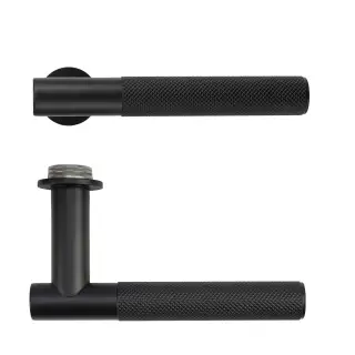 RT060-MINI-PCB - Zoo Hardware Rosso Tecnica 'Orta' Lever on Round Mini Rose - Powder Coat Black