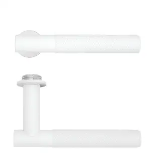 RT060-MINI-PCW - Zoo Hardware Rosso Tecnica 'Orta' Lever on Round Mini Rose - Powder Coat White