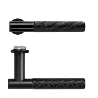 RT060-MINI-PVDBLK - Zoo Hardware Rosso Tecnica 'Orta' Lever on Round Mini Rose PVD Black
