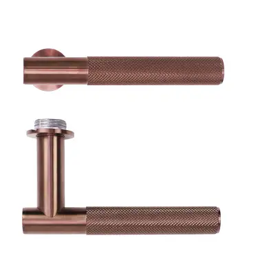 Click Here To Enlarge This Photo Of RT060-MINI-PVDBZ - Zoo Hardware Rosso Tecnica 'Orta' Lever on Round Mini Rose - PVD Satin Bronze