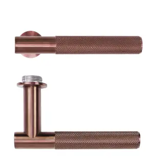 RT060-MINI-PVDBZ - Zoo Hardware Rosso Tecnica 'Orta' Lever on Round Mini Rose - PVD Satin Bronze