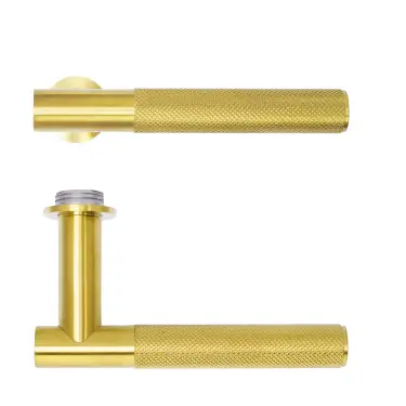 Click Here To Enlarge This Photo Of RT060-MINI-PVDSB - Zoo Hardware Rosso Tecnica 'Orta' Lever on Round Mini Rose - PVD Satin Brass