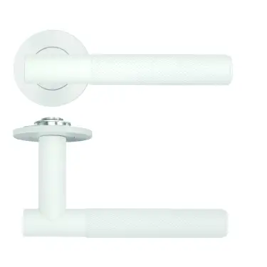 Click Here To Enlarge This Photo Of RT060-SLIM-PCW - Zoo Hardware Rosso Tecnica 'Orta' Lever on 4mm Round Slim Rose (Sprung) - Powder Coat White