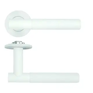 RT060-SLIM-PCW - Zoo Hardware Rosso Tecnica 'Orta' Lever on 4mm Round Slim Rose (Sprung) - Powder Coat White