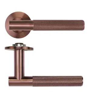 RT060-SLIM-PVDBZ - Zoo Hardware Rosso Tecnica 'Orta' Lever on 4mm Round Slim Rose (Sprung) - PVD Satin Bronze