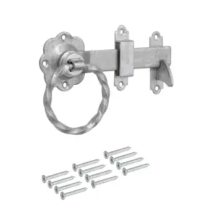 Eclipse J93191 Galvanised Twisted Ring Gate Latch Set (Heavy Duty) 152mm with Fixings