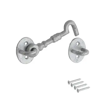 Click Here To Enlarge This Photo Of Eclipse J93426 Galvanised Cabin Hook (Heavy Duty) 102mm with Fixings