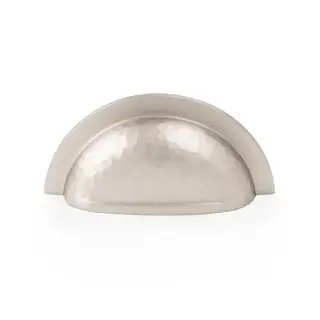 AW912SN - Alexander & Wilks Bardom Hammered Ridged Cup Pull - Satin Nickel