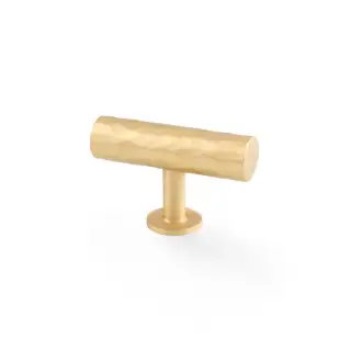 AW804-55-SB - Alexander & Wilks Leila Hammered T-Bar Knob - Satin Brass