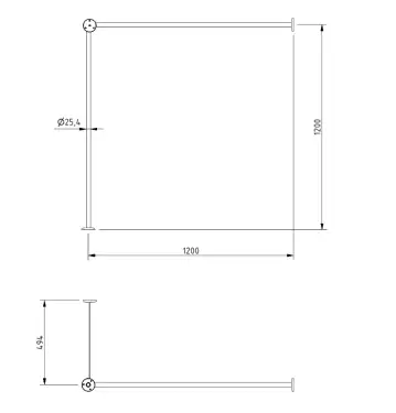 Click Here To Enlarge This Photo Of 250502/SP Fitzroy of London L-Shaped 1200mm x 1200mm Stainless Steel Shower Curtain Track - Polished