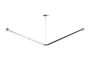 250502/SP Fitzroy of London L-Shaped 1200mm x 1200mm Stainless Steel Shower Curtain Track - Polished