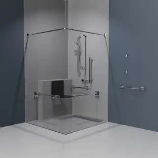 321105/SP Fitzroy of London Luxury Exposed Valve Doc M Shower Pack (Stainless Steel) with Concealed Fixings & Slimline Shower Seat -  Polished