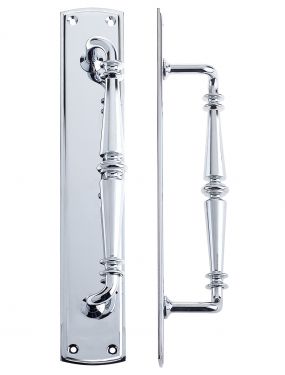 Click Here To Enlarge This Photo Of FB106CP - Zoo Hardware Fulton & Bray Pull Handle on Backplate 382 x 65mm Polished Chrome