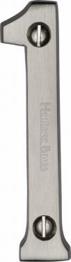 Click Here To Enlarge This Photo Of C1560 1-SN Heritage Brass Numeral 1 Face Fix 76mm (3") Satin Nickel Finish