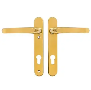 TSSHAN122LLB - TSS Lever/Lever UPVC Multipoint Door Handles - 92mm PZ (Sprung) 122mm Screw Centres - Polished Brass