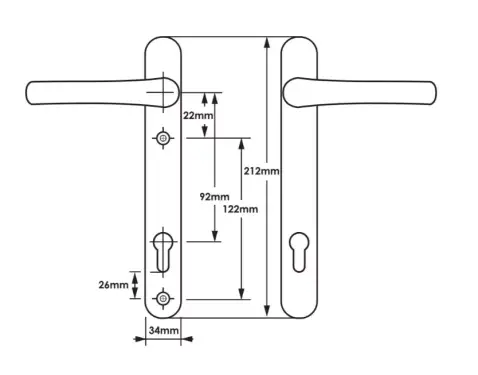 Click Here To Enlarge This Photo Of TSSHAN122LLGR - TSS Lever/Lever UPVC Multipoint Door Handles - 92mm PZ (Sprung) 122mm Screw Centres - Anthracite Grey