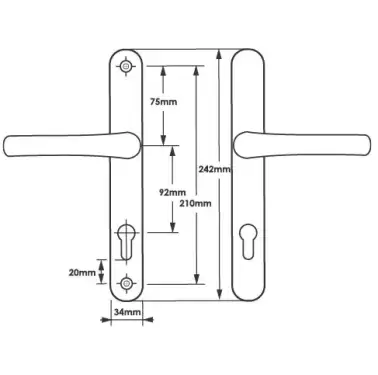Click Here To Enlarge This Photo Of TSSHAN210LLW - TSS Lever/Lever UPVC Multipoint Door Handles - 92mm PZ (Sprung) 210mm Screw Centres - White