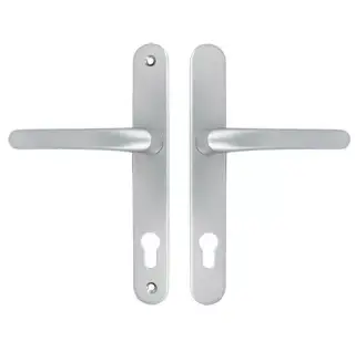 TSSHAN210LLS - TSS Lever/Lever UPVC Multipoint Door Handles - 92mm PZ (Sprung) 210mm Screw Centres - Silver
