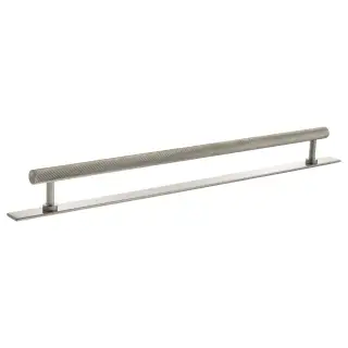MHCSB17320SN - Millhouse Brass Paddington Spiral T-Bar Cabinet Pull Handle on Backplate 320mm - Satin Nickel