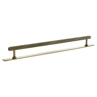 MHCSB17320AB - Millhouse Brass Paddington Spiral T-Bar Cabinet Pull Handle on Backplate 320mm - Antique Brass