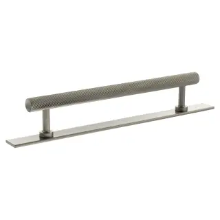 MHCSB17160SN - Millhouse Brass Paddington Spiral T-Bar Cabinet Pull Handle on Backplate 160mm - Satin Nickel