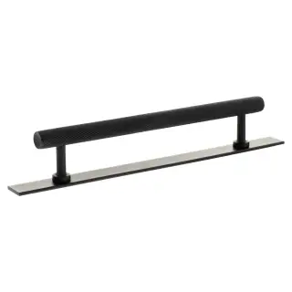 MHCSB17160MB - Millhouse Brass Paddington Spiral T-Bar Cabinet Pull Handle on Backplate 160mm - Matt Black