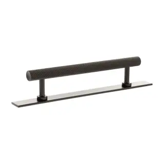 MHCSB17128UDB - Millhouse Brass Paddington Spiral T-Bar Cabinet Pull Handle on Backplate 128mm - Urban Dark Bronze