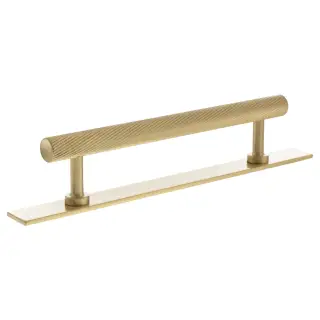 MHCSB17128SB - Millhouse Brass Paddington Spiral T-Bar Cabinet Pull Handle on Backplate 128mm - Satin Brass