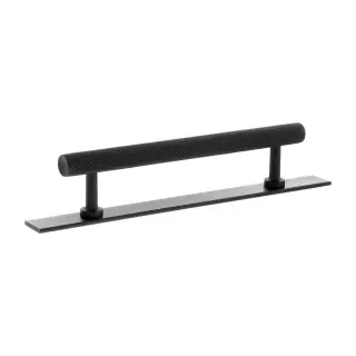 MHCSB17128MB - Millhouse Brass Paddington Spiral T-Bar Cabinet Pull Handle on Backplate 128mm - Matt Black