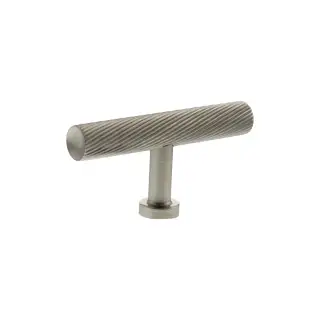 MHCS1675SN - Millhouse Brass Paddington Spiral T-Bar Cabinet Knob Handle - Satin Nickel