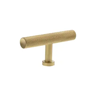 MHCS1675SB - Millhouse Brass Paddington Spiral T-Bar Cabinet Knob Handle - Satin Brass