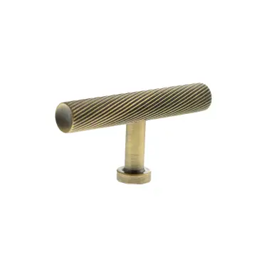 Click Here To Enlarge This Photo Of MHCS1675AB - Millhouse Brass Paddington Spiral T-Bar Cabinet Knob Handle - Antique Brass