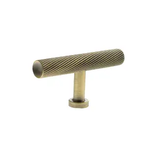 MHCS1675AB - Millhouse Brass Paddington Spiral T-Bar Cabinet Knob Handle - Antique Brass