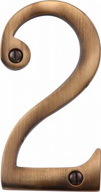 Click Here To Enlarge This Photo Of C1560 2-AT Heritage Brass Numeral 2 Face Fix 76mm (3") Antique Brass Finish