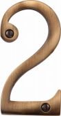 C1560 2-AT Heritage Brass Numeral 2 Face Fix 76mm (3") Antique Brass Finish