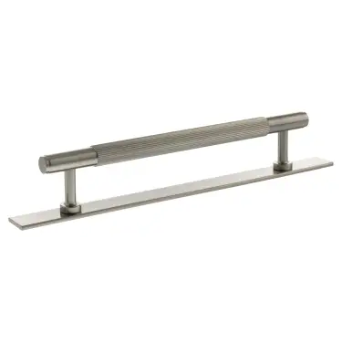 Click Here To Enlarge This Photo Of MHCLB17160SN - Millhouse Brass Battersea Linear T-Bar Cabinet Pull Handle on Backplate 160mm - Satin Nickel
