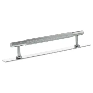 Click Here To Enlarge This Photo Of MHCLB17160PC - Millhouse Brass Battersea Linear T-Bar Cabinet Pull Handle on Backplate 160mm - Polished Chrome