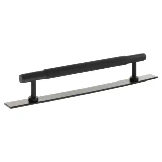 MHCLB17160MB - Millhouse Brass Battersea Linear T-Bar Cabinet Pull Handle on Backplate 160mm - Matt Black