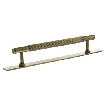 Click Here To Enlarge This Photo Of MHCLB17160AB - Millhouse Brass Battersea Linear T-Bar Cabinet Pull Handle on Backplate 160mm - Antique Brass