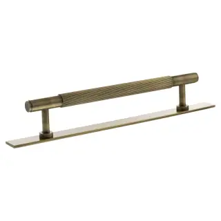 MHCLB17160AB - Millhouse Brass Battersea Linear T-Bar Cabinet Pull Handle on Backplate 160mm - Antique Brass