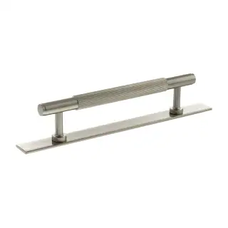 MHCLB17128SN - Millhouse Brass Battersea Linear T-Bar Cabinet Pull Handle on Backplate 128mm - Satin Nickel