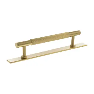 MHCLB17128SB - Millhouse Brass Battersea Linear T-Bar Cabinet Pull Handle on Backplate 128mm - Satin Brass