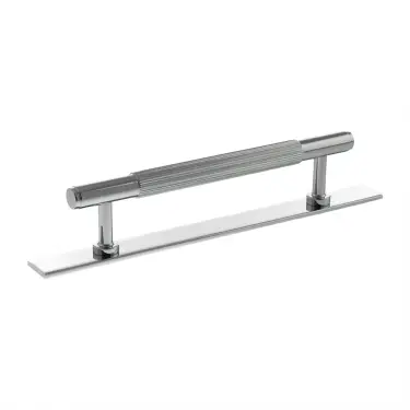 Click Here To Enlarge This Photo Of MHCLB17128PC - Millhouse Brass Battersea Linear T-Bar Cabinet Pull Handle on Backplate 128mm - Polished Chrome